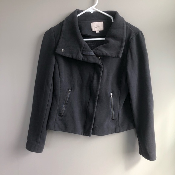 LOFT Gray Moto Cropped Jacket Size S - Picture 1 of 7